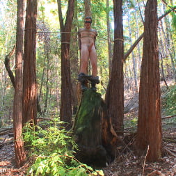 Bound Christian Wilde begs to cum in the woods