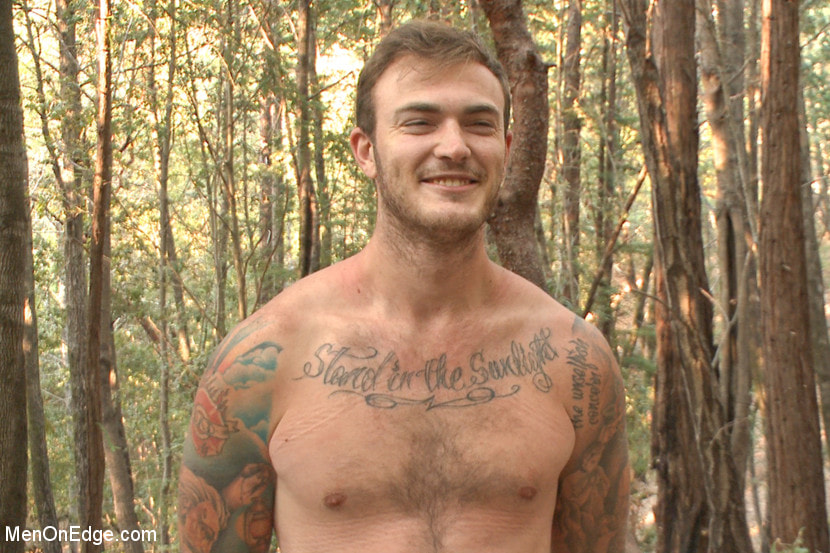 Bound Christian Wilde begs to cum in the woods