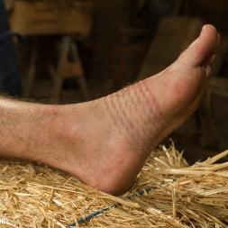 Hairy Muscle Hunk Has His Cock Edged By Two Farmers