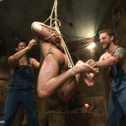 Hairy Muscle Hunk Has His Cock Edged By Two Farmers