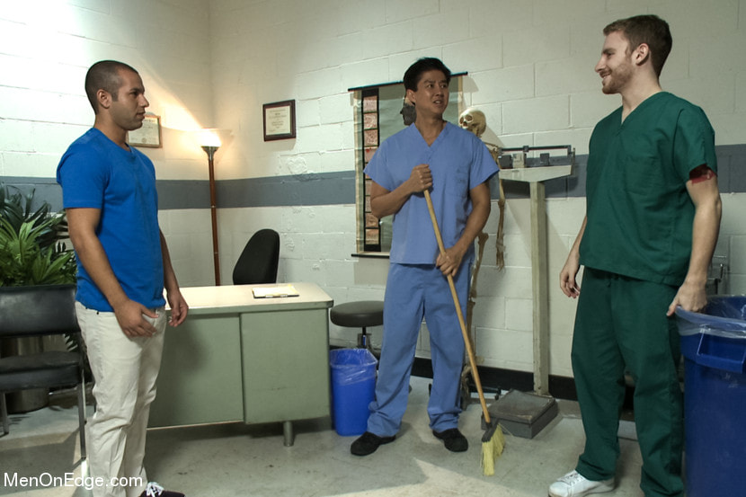 Carter West is medically examined and edged by two perverts