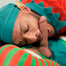 Impish Little Elves: Casey Everett Edged by Santa and his Lil Helper