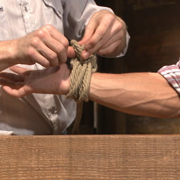 Hot cowboy tied up for the first time and shoots a load onto his face!