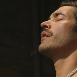 Hot leather stud with a fat cock gets edged