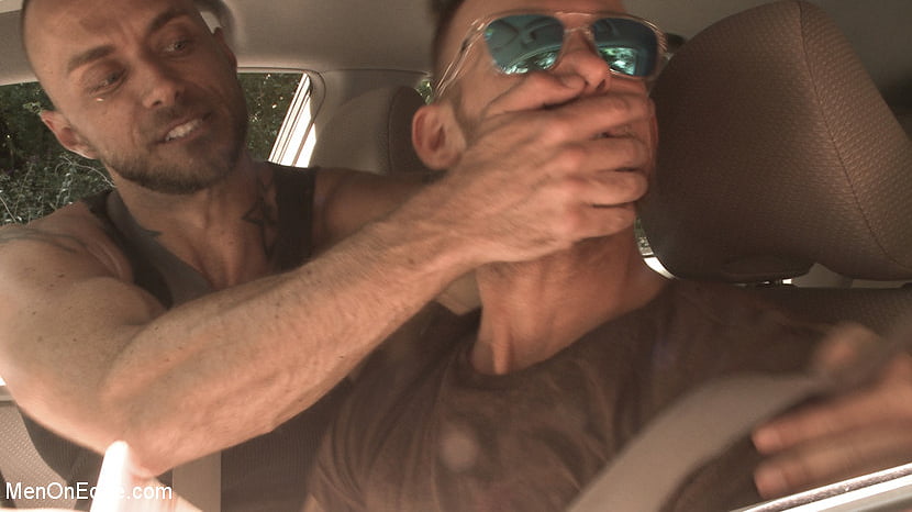 Ripped stud with a big cock carjacked and edged in the wilderness