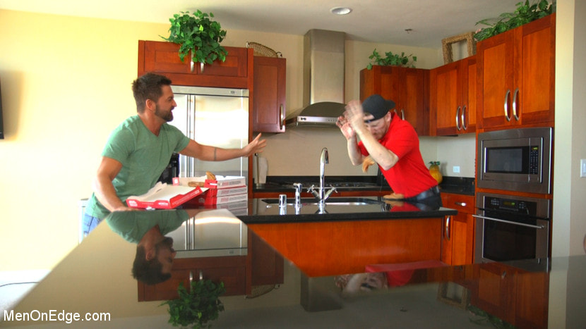 Delivery Gone Wrong - Uncut Stud Gets Edged By the Pizza Delivery Guy