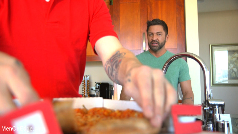 Delivery Gone Wrong - Uncut Stud Gets Edged By the Pizza Delivery Guy