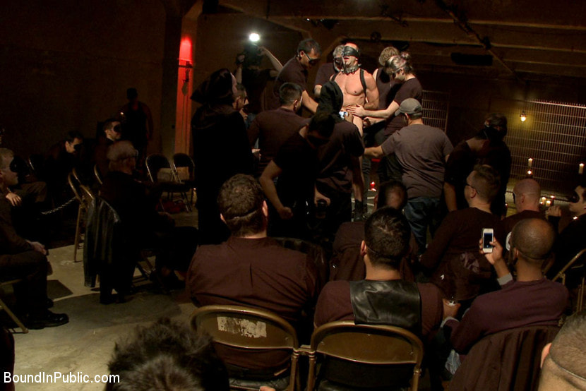 Horny Crowd Torments Bound Muscled Stud for BIP's Pre-Halloween Party