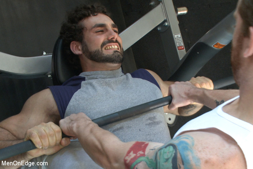 Loudmouth bodybuilder with a fat cock gets edged against his will