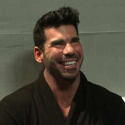 Muscled DJ tied to the toilet and ass fucked in front of a horny crowd