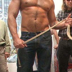 Muscled whore gets publicly fucked and doused with cum