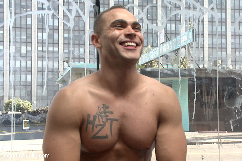 Ripped, muscled stud gang fucked by horny dudes and smothered with feet
