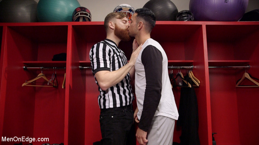 Coach Edges Hot Baseball Player in Locker Room