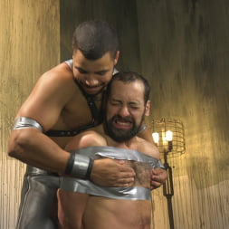 Hairy tape-slave worships Master Kaden's uncut cock