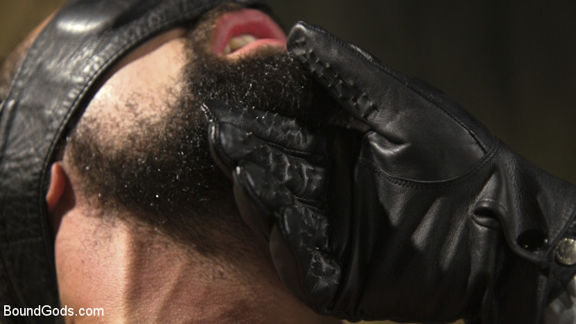Hairy tape-slave worships Master Kaden's uncut cock