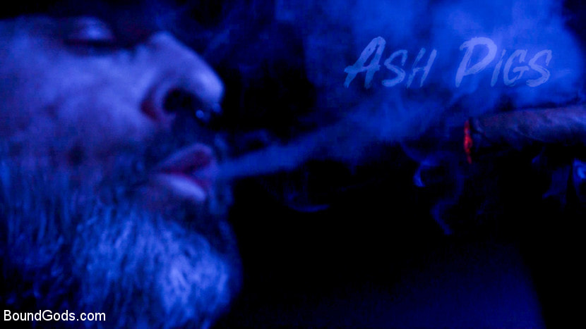 ASH PIGS: Cigar Smoking Leather Daddy Breaks in His Hairy Muscle Slave