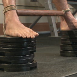 Begging to cum while tied up at the gym