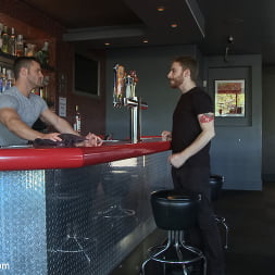 Muscled Bartender Gets Taken Down, Bound and Edged