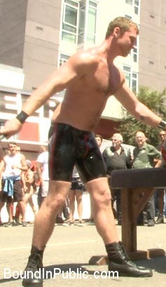 Mitch Vaughn - Bound hunk publicly tormented and gang fucked for his first Dore Alley | Picture (10)