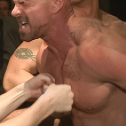 Muscled stud has had enough but the horny crowd says no