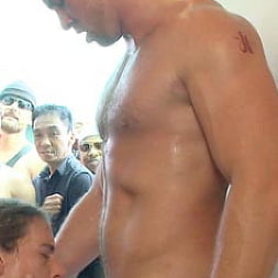 Publicly humiliated, asshole zapped, and covered in strangers' cum