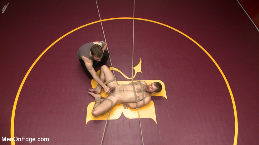 Edged in the gym so long that he cums twice!