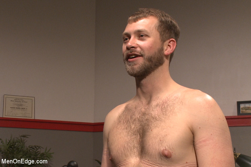 Edged in the gym so long that he cums twice!