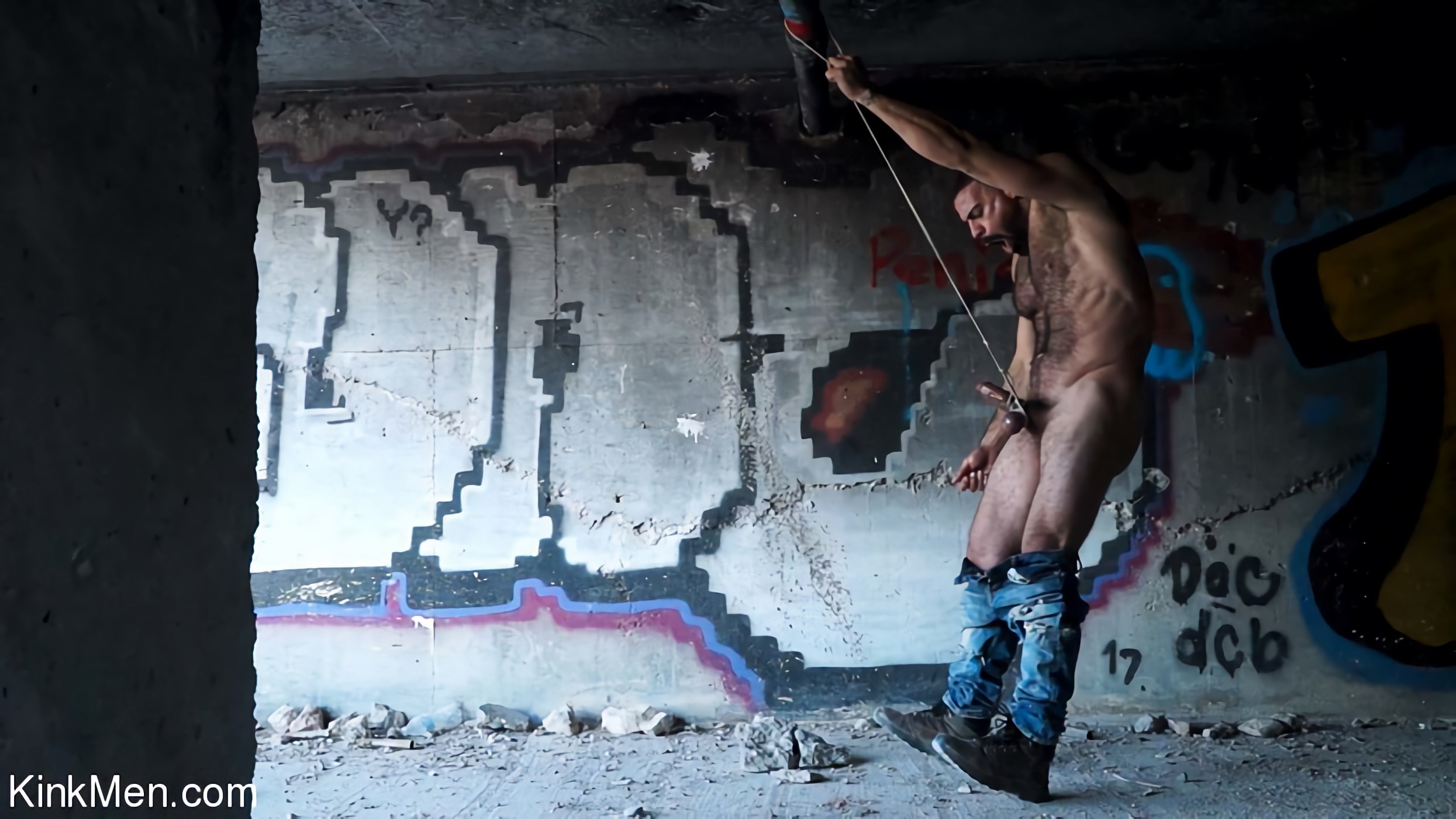 Alone: Ricky Larkin Ties Up His Cock and Balls in an Abandoned Factory