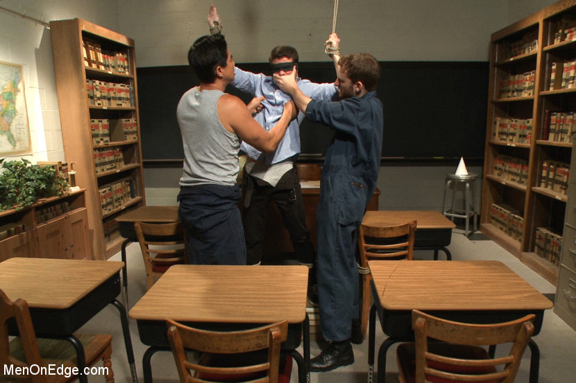 Hot student taken down and edged in the classroom